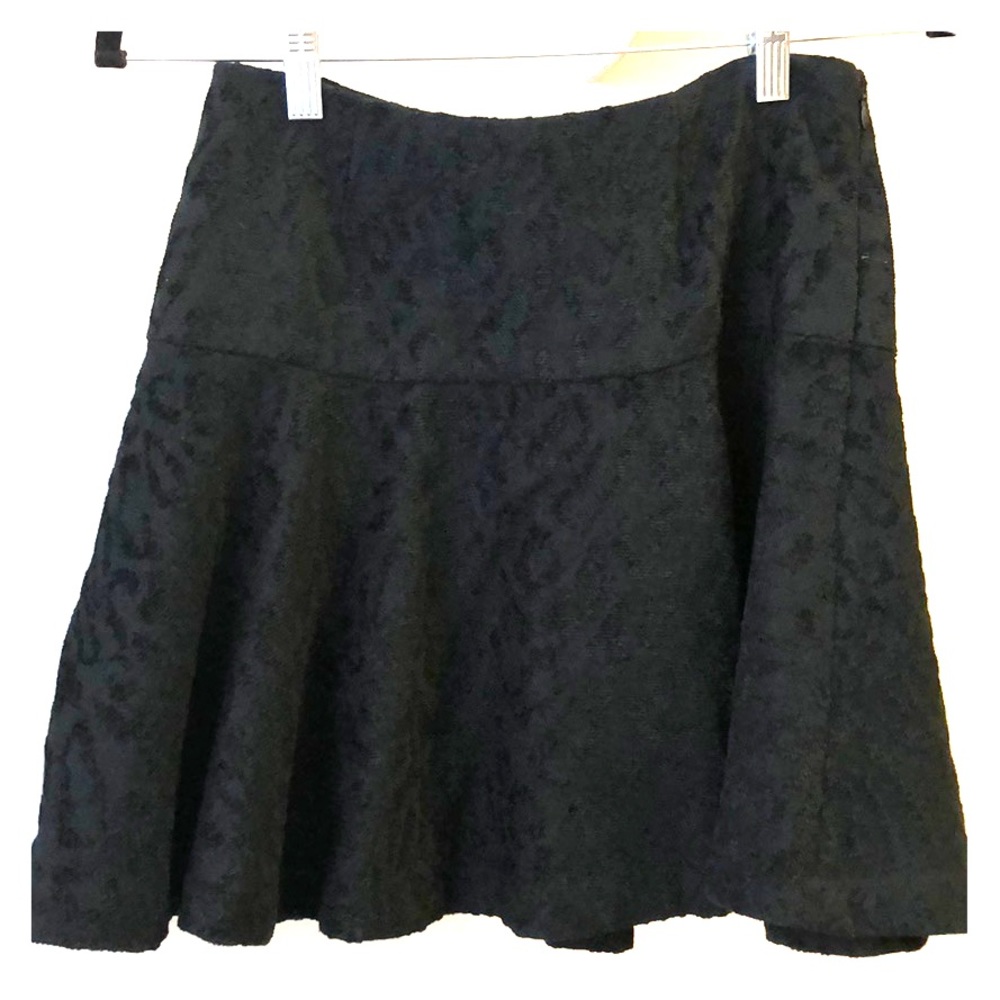 Free People black flare mini skirt with embroidery